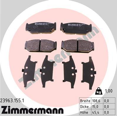 Zimmermann 23963.155.1 - Гальмівні колодки, дискові гальма autozip.com.ua