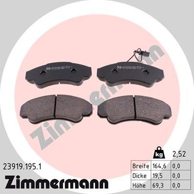 Zimmermann 23919.195.1 - Гальмівні колодки, дискові гальма autozip.com.ua