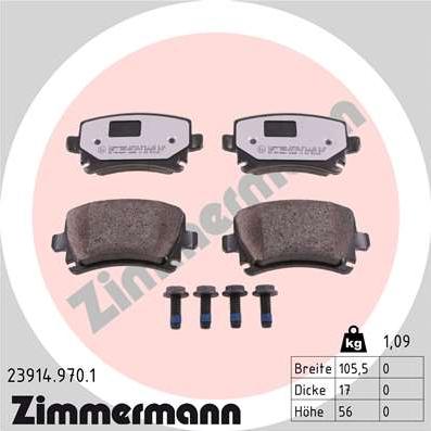 Zimmermann 23914.970.1 - Гальмівні колодки, дискові гальма autozip.com.ua