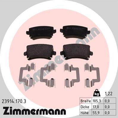 Zimmermann 23914.170.3 - Гальмівні колодки, дискові гальма autozip.com.ua