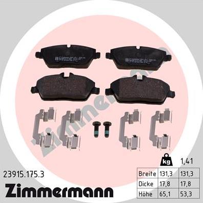 Zimmermann 23915.175.3 - Гальмівні колодки, дискові гальма autozip.com.ua