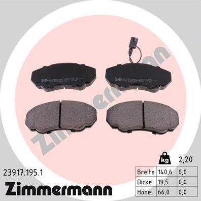 Zimmermann 23917.195.1 - Гальмівні колодки, дискові гальма autozip.com.ua