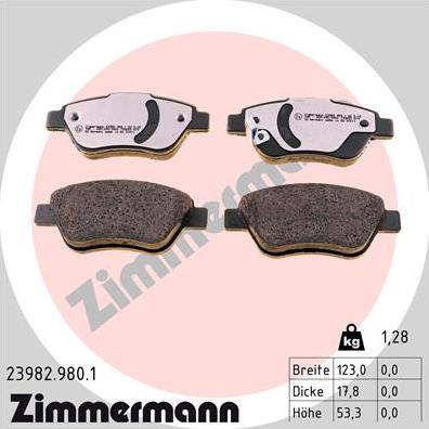 Zimmermann 23982.980.1 - Гальмівні колодки, дискові гальма autozip.com.ua
