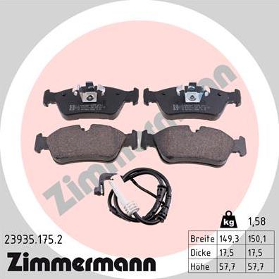 Zimmermann 23935.175.2 - Гальмівні колодки, дискові гальма autozip.com.ua