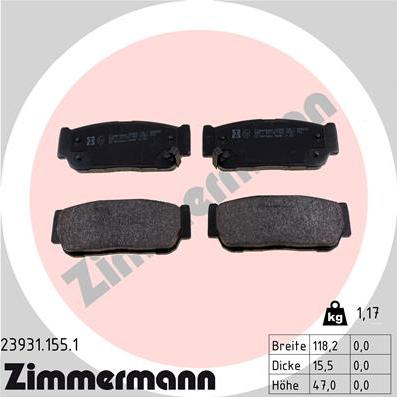 Zimmermann 23931.155.1 - Гальмівні колодки, дискові гальма autozip.com.ua