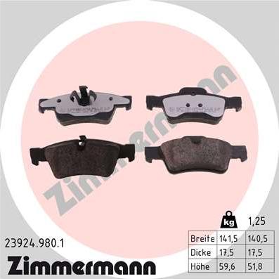 Zimmermann 23924.980.1 - Гальмівні колодки, дискові гальма autozip.com.ua