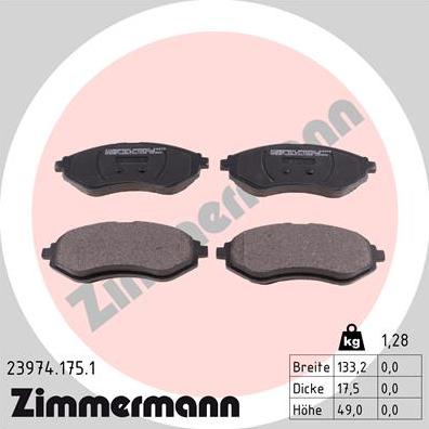 Zimmermann 23974.175.1 - Гальмівні колодки, дискові гальма autozip.com.ua