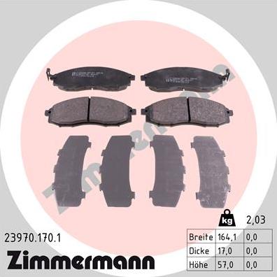 Zimmermann 23970.170.1 - Гальмівні колодки, дискові гальма autozip.com.ua