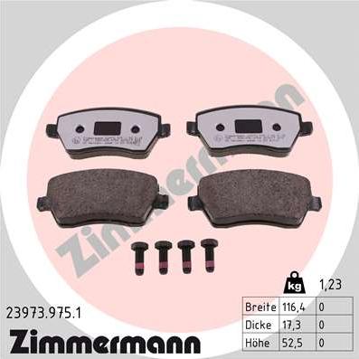 Zimmermann 23973.975.1 - Гальмівні колодки, дискові гальма autozip.com.ua