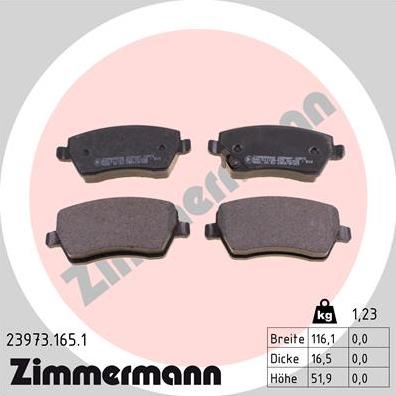 Zimmermann 23973.165.1 - Гальмівні колодки, дискові гальма autozip.com.ua