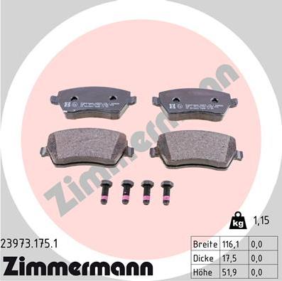 Zimmermann 23973.175.1 - Гальмівні колодки, дискові гальма autozip.com.ua