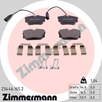 Zimmermann 23446.165.2 - Гальмівні колодки, дискові гальма autozip.com.ua