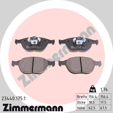 Zimmermann 23440.175.1 - Гальмівні колодки, дискові гальма autozip.com.ua