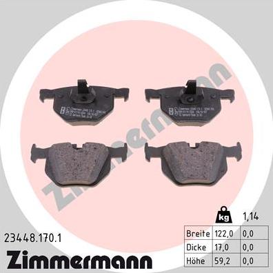 Zimmermann 23448.170.1 - Гальмівні колодки, дискові гальма autozip.com.ua