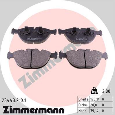 Zimmermann 23448.210.1 - Гальмівні колодки, дискові гальма autozip.com.ua