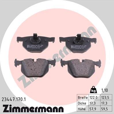 Zimmermann 23447.170.1 - Гальмівні колодки, дискові гальма autozip.com.ua