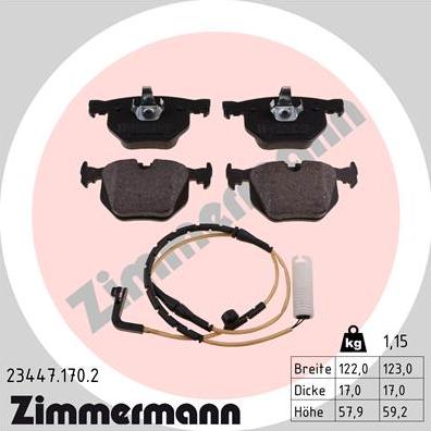 Zimmermann 23447.170.2 - Гальмівні колодки, дискові гальма autozip.com.ua