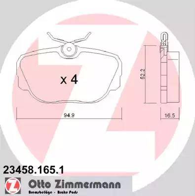 Zimmermann 23458.165.1 - Гальмівні колодки, дискові гальма autozip.com.ua