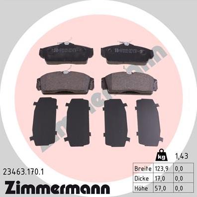 Zimmermann 23463.170.1 - Гальмівні колодки, дискові гальма autozip.com.ua