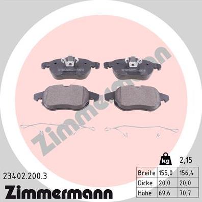 Zimmermann 23402.200.3 - Гальмівні колодки, дискові гальма autozip.com.ua