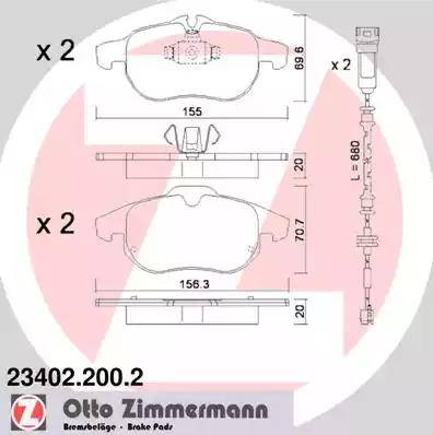Zimmermann 23402.200.2 - Гальмівні колодки, дискові гальма autozip.com.ua