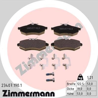 Zimmermann 23407.190.1 - Гальмівні колодки, дискові гальма autozip.com.ua