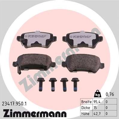 Zimmermann 23417.950.1 - Гальмівні колодки, дискові гальма autozip.com.ua