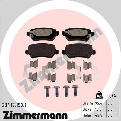 Zimmermann 23417.150.1 - Гальмівні колодки, дискові гальма autozip.com.ua