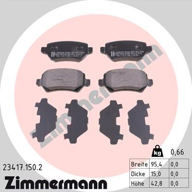 Zimmermann 23417.150.2 - Гальмівні колодки, дискові гальма autozip.com.ua