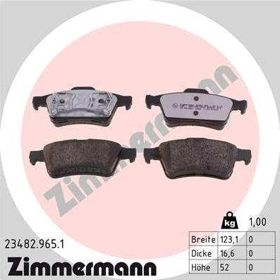 Zimmermann 23482.965.1 - Гальмівні колодки, дискові гальма autozip.com.ua