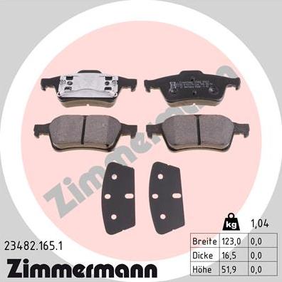 Zimmermann 23482.165.1 - Гальмівні колодки, дискові гальма autozip.com.ua