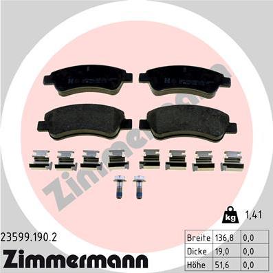 Zimmermann 23599.190.2 - Гальмівні колодки, дискові гальма autozip.com.ua