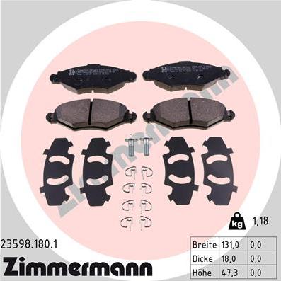 Zimmermann 23598.180.1 - Гальмівні колодки, дискові гальма autozip.com.ua