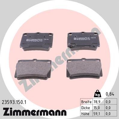 Zimmermann 23593.150.1 - Гальмівні колодки, дискові гальма autozip.com.ua