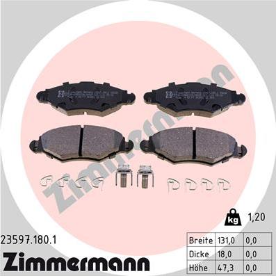Zimmermann 23597.180.1 - Гальмівні колодки, дискові гальма autozip.com.ua