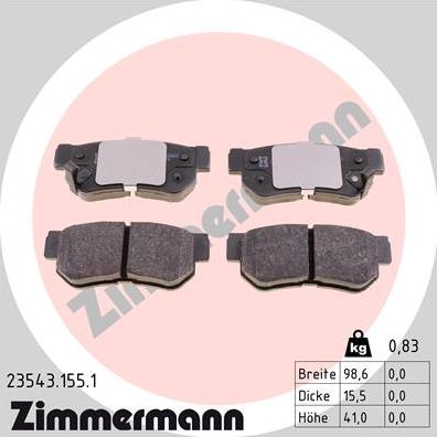 Zimmermann 23543.155.1 - Гальмівні колодки, дискові гальма autozip.com.ua