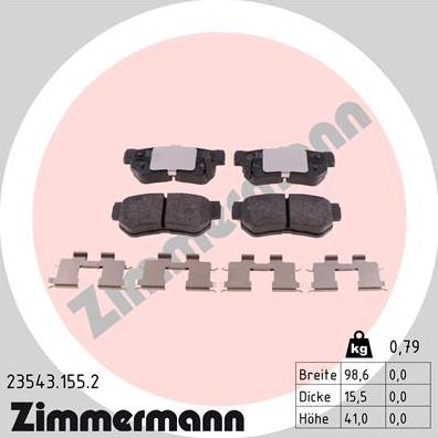 Zimmermann 23543.155.2 - Гальмівні колодки, дискові гальма autozip.com.ua