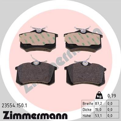 Zimmermann 23554.150.1 - Гальмівні колодки, дискові гальма autozip.com.ua