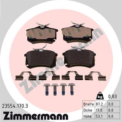 Zimmermann 23554.170.3 - Гальмівні колодки, дискові гальма autozip.com.ua