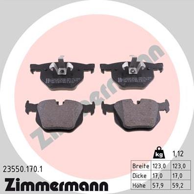 Zimmermann 23550.170.1 - Гальмівні колодки, дискові гальма autozip.com.ua