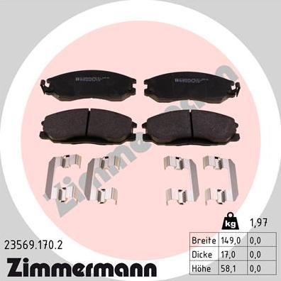 Zimmermann 23569.170.2 - Гальмівні колодки, дискові гальма autozip.com.ua