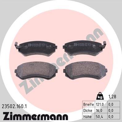 Zimmermann 23502.160.1 - Гальмівні колодки, дискові гальма autozip.com.ua