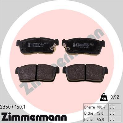 Zimmermann 23507.150.1 - Гальмівні колодки, дискові гальма autozip.com.ua