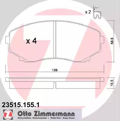 Zimmermann 23515.155.1 - Гальмівні колодки, дискові гальма autozip.com.ua