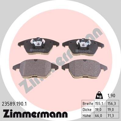 Zimmermann 23589.190.1 - Гальмівні колодки, дискові гальма autozip.com.ua