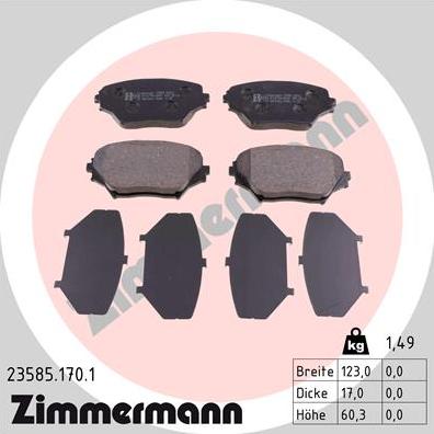 Zimmermann 23585.170.1 - Гальмівні колодки, дискові гальма autozip.com.ua