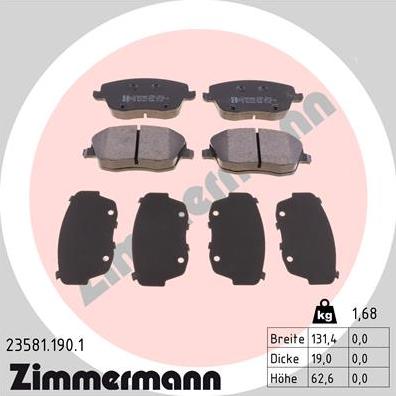 Zimmermann 23581.190.1 - Гальмівні колодки, дискові гальма autozip.com.ua