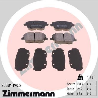 Zimmermann 23581.190.2 - Гальмівні колодки, дискові гальма autozip.com.ua