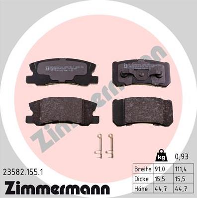 Zimmermann 23582.155.1 - Гальмівні колодки, дискові гальма autozip.com.ua