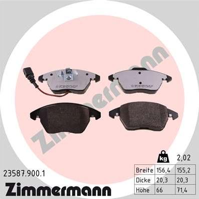 Zimmermann 23587.900.1 - Гальмівні колодки, дискові гальма autozip.com.ua